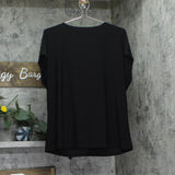 Kasper Womens Keyhole Ring Short-Sleeve Knit Shirt Top 10924137 Black XL