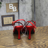 A New Day Womens Rosemary Heels Satin Strappy 94646859 Red 9M