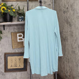 State Of Day Womens Notched-Collar Sleepshirt Button Up 100180154MS Nile Blue M