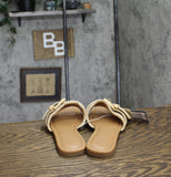 Universal Thread Womens Linda Raffia Buckle Slide Sandals Tan Brown 7.5M