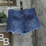 And Now This Frayed Distressed High Rise Denim Jean Shorts Medium Blue 29