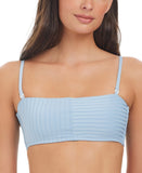 Sanctuary Womens Refresh Rib Bandeau Bikini Top SARR25155 Blue Chateau L