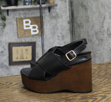 Universal Thread Womens Naomi Wood Wedge Heels 92609515 Black 8.5M