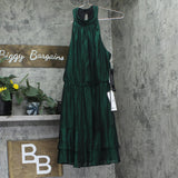 Adrianna Papell Womens Babydoll Metallic Halter Dress AD3D105594 Emerald Green 4