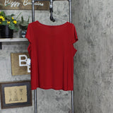Kasper Womens Plus Size Stretch Knit Short-Sleeve Cowl-Neck Top 10739446