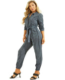 Guess Womens Tie-Belt Tapered Leg Jumpsuit W1GA25RDX72