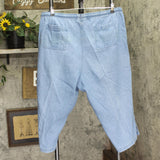 Cathy Daniels Elastic Waist Capris Pants with Side & Back Pockets Denim Blue 1X