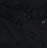 Aqua Womens Cotton Lace Inset Midi Dress DI9188BL Black XS