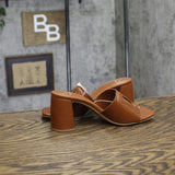 A New Day Arden Chop-Out Block Heels 93320215 Cognac Brown 6M