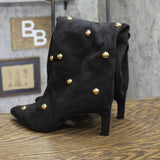 A New Day Womens Justice Boots Faux Suede Studded Mid-Calf 94568941 Jet Black 7M