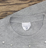 Abercrombie Kids Girls Pearl Embellish Crew Sweater 43AK32M Gray M (9-10)