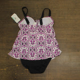 Swim Solutions Womens One Piece Tiered Swimsuit 806835 Magenta Purple 8