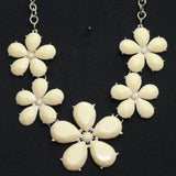 Lane Bryant Floral Bib Statement Necklace Silver Gray / Off White 16" + 3"