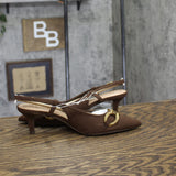 A New Day Womens Tabitha Oversized Chain Sling Back Heels 94305245 Brown 7M