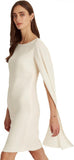 Lauren Ralph Lauren Cape Georgette Cocktail Dress Mascarpone Cream Off White 10