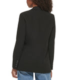 Karl Lagerfeld Paris Imitation Pearl Collar 2-Button Blazer Jacket Black 4