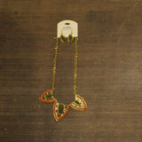 Tint Triangle Bib Dangly Earring Necklace Set Gold / Red Multi 18" + 3"