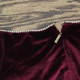 Karl Lagerfeld Puff Sleeve Stretch Velvet Body Sheath Dress Barolo Wine Red 8