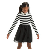Cat & Jack Girls Long Sleeve Halloween Striped Tulle Dress 90628278 Black S