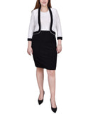 Ny Collection Textured Knit Petite 2-Piece Dress Set PTXD2798 Black / White 14P