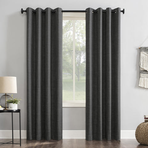 Sun Zero Weave Total Blackout Grommet Curtain Panel Coal Black Multi 52X84