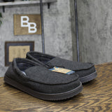 Dluxe By Dearfoams Mens Herringbone Moc Slippers 91309688 Black L (11-12)