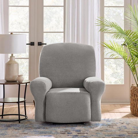 Surefit Cedar Stretch Texture Recliner Slipcover Gray Recliner (32" Max Width)