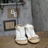 Style & Co. T Strap Elastic Wedge Sandals Platinum Gray / Tan Brown 6.5M