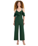 RACHEL Rachel Roy Womens Roma Ruffled Off-The-Shoulder Jumpsuit Green XL
