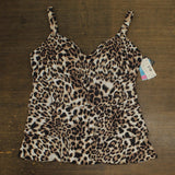 Swim Solutions Plus Size Printed Tiered Tankini Swim Top Hidden Spots Brown 18W
