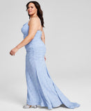 B Darlin Womens Trendy Plus Size Glitter-Knit Prom Dress Gown 5DH8978