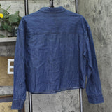 Woolrich X TGT Rolled Cuff Check Lining Cotton Denim Shacket Dark Wash Blue L