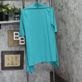 24seven Comfort Apparel Open Front Cardigan with Half Sleeve Loose Olive Green L