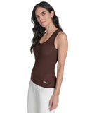 Calvin Klein Womens Scoop Neck Rib Knit Tank Top S55TK65A Toasted Sumac Brown XL