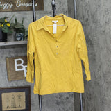 Charter Club Womens Supima Cotton 3/4-Sleeve Polo Shirt Honey Glaze Gold XL