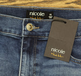 nicole By Nicole Miller Printed Cuff Ankle Jeans Dark Wash Animal Blue 14