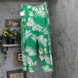 Anne Klein High-Rise Wide-Leg Pull-On Palazzo Pant Tropical Green Multi 2XL