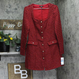 City Studios Juniors Herringbone Tweed Mini Dress 1921YT1BT1 Red Lilac 9/10