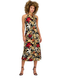 Anne Klein Womens Chain Halter Printed Midi Dress 10938877 Black Multi 14