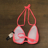 La Blanca Island Goddess Halter Triangle Bikini Top Bright Coral Reef Pink 14