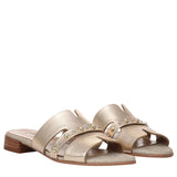 Naturalizer Niche Slide Sandal Metallic Leather Studded Champagne Brown 8M