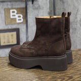 Wild Fable Faux Suede Platform Ankle Boots with Front Zip 94568506 Dark Brown 6M