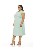 Alexia Admor Womens Plus Size Lilly Midi Dress D3618PLS Mint Green 3X