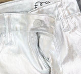 Art Class Girls High-Rise Baggy Metallic Wide Leg Denim Pant Silver Gray 12