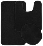 Garland Rug Washable Bathroom Rug Set with Lid and Contour Black 3-Piece