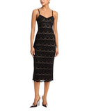 Aqua Womens Scallop Stretch Lace Midi Dress DI10897BL Black 2XS