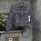 Aqua Chainlink Print Tweed Blazer Jacket IJM31046 Black Multi S