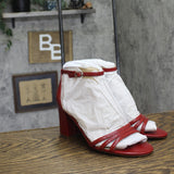 Naturalizer Womens Textured Faux Leather Heidi Block Heels Heartflame Red 8W