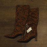 A New Day Toe Mid-Calf Cone Heel Boots Animal Print Leopard Brown Multi 8.5M