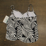 Swim Solutions V-Neck Tiered Tankini Swim Top Leafing Matter Black White 10